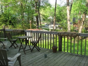 From back deck, overlooking yard and coop
